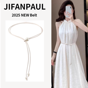 Pearl Decorated Thin Waist Belt for Dresses