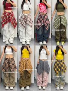 XXBUNI Quần Ống Rộng Kẻ Caro Đa Năng Cho Phụ Nữ Khiêu Vũ Hiphop Jazz Quần Dài Thường Ngày Có Túi Mùa Xuân 2025