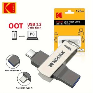 Ổ Đĩa Flash USB Kim Loại Kodak 3.2CU 2 Trong 1 Có Thể Xoay 360 °   Máy Tính Xách Tay Phổ Thông & Điện Thoại Di Động Truyền Dữ Liệu Tốc Độ caoOTG