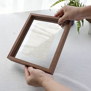 4cm DIY Double Glass Wood Frame for Specimen Picture Painting Artwork Dried Leaf Valentines Day Gift