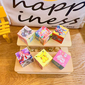 Sanrio Rubiks Cube Keychain Kulomi Melody Superman Dinosaur Puzzle Decompression Education Toy for Children DIY Creative Key Chain School Bag Pendant Gift