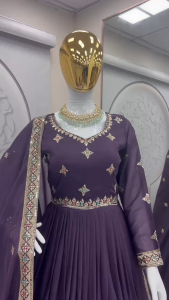 [PRE-ORDER] Ready Made Heavy Diamond Silk Work Embroidery Threads & Sequins Anarkali Gown (10-15days delivery)