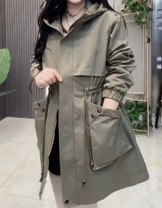 Slimming Effect British Style Belted Waistcoat Womens plus Size Coat Spring New Style Long Sleeves Medium Length Outerwear