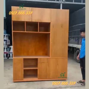 Tủ kệ tivi đa năng gỗ sồi tự nhiên - kệ giá cao cấp gỗ màu nâu cánh gián giao lắp tận nơi HCM