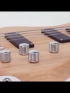 MINSINE Bass Guitar Full Size 4 String Exquisite Stylish Bass with Power Line and Wrench Tool  Natural Wood Color Electric Bass Guitar