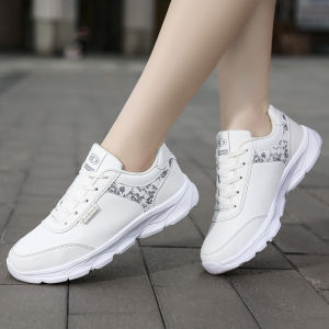 Waterproof Leather Surface Sport Shoes Lightweight Soft Bottom Casual Running Shoes for Women Fall New Style Student White Shoes