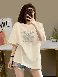Oversize Loose Fit Pure Cotton Short Sleeve T-Shirt Korean Style Comfortable Breathable Summer Top Mid-Length Casual Wear