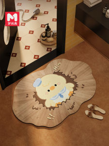 MENGSHANGDIAN | Retro Cartoon Diatomaceous Earth Wood Grain Bathroom Mat