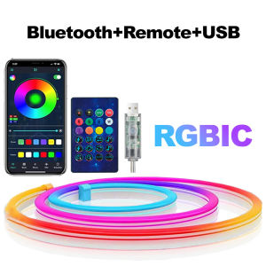 5M/16.4FT USB RGBIC LED Neon Strip Light with App Control for Room Decor Smart Neon Strip Light Halloween Christmas Lighting