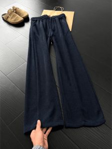 LIUBU | Dark Blue Breathable Slant Cut Drape Trousers Mens