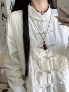 Elegant Long Sleeve Tang Suit Shirt for Women Spring Autumn New Style Retro High Class Cotton Linen Chinese Upper Clothing