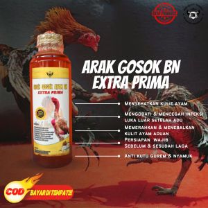 Arak Gosok 250ml Ayam Aduan Extra Prima Anti Kutu Kulit Ayam Merah Merona.