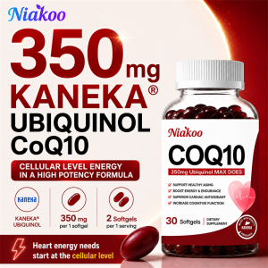CoQ10 Ubiquinol 350mg Heart & Cellular Energy Support with Resveratrol 50mg + Astaxanthin 10mg