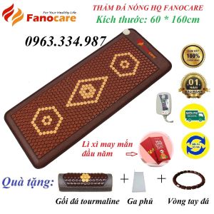Thảm/Nệm đá nhiệt nóng HQ Fanocare KT 60x160x3.5cm đá lục giác tourmaline kèm đá hoàng thổ (Tặng 3 quà tặng ưu đãi)