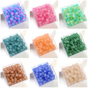 30Pcs/lot 8x7mm Glass Imitation Jade Barrel Beads Colorful Apple Round Loose Beads For Jewelry Making DIY Crafts Bracelet Accessories