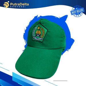 TOPI SEKOLAH MI LAKI LAKITOPI SEKOLAH MI HIJAU PUTIH LOGO IKHLAS BERAMAL BORDIR TERBAIK DAN MURAH