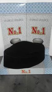 Songkok Peci No.1 Susun Non AC Bludru Hitam Premium