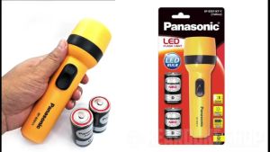ไฟฉาย LED Panasonic สีเหลือง ตรงปก ไม่จกตา แถมถ่าน 2 ก้อน