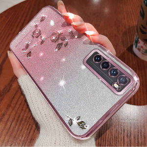 Huawei Nova7 pro Diamond Encrusted Transparent Electroplated Ultra-Thin Full-Coverage Luxury Phone Case Creative Soft Shell