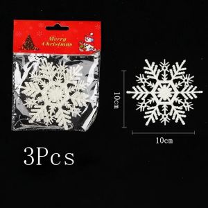 1/3Pcs White Glitter Plastics Snowflake Xmas Tree Hanging Craft for Home Party Christmas Tree Decor New Year 2026 Gifts Navidad