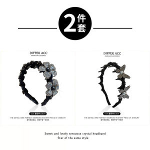 Fashionable Water Diamond Flower Hairband Womens New 2025 High Forehead Stylish Daily Outdoor Wear Hair Clip Headwear