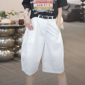 Shalldoer | Casual Wide Leg Workwear Pants Womens Five-Quarter Flower Bud Pants Loose Slimming Summer New Style High Waist Straight Tube