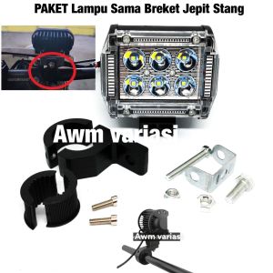 0Bracket Breket Braket Crashbar Jepit Dudukan Lampu LED Bar Stand Tembak Stang Motor + Lampu tembak 61824 mata plus 3 senja