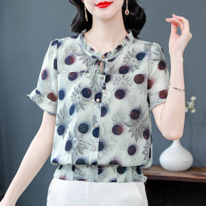 DAIXIANGFEIZI | Áo Blouse Tay Ngắn Trẻ Trung Thời Trang Chiffon Hoa