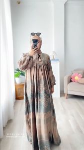Humaira99 Gamis Syari Muslim Dress Hijab Muslimah Atasan Wanita Long Dress Terbaru Terlaris ArmaniSilk Brown Evelyn55