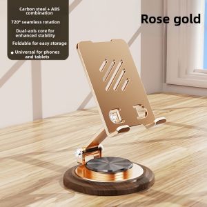 JINHUAN | Walnut Wood Grain Metal 360 Rotatable Tablet Stand 720 Rotation