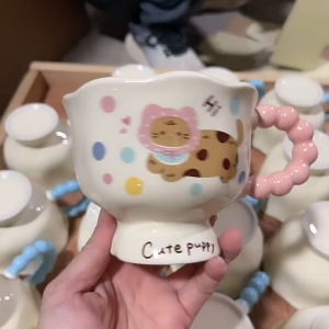 Cốc Sứ Hình Chó Mèo Dễ Thương Cốc Đôi Bằng Sứ Cao Cấp Kèm Hộp Quà Tặng L46