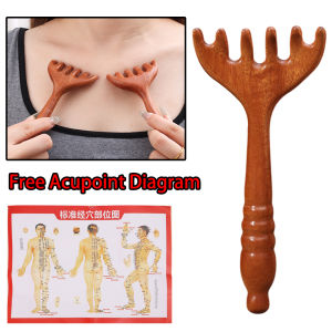 Double-headed Golden Sandalwood Meridian Massage Comb Five Claw Wide Tooth Body Guasha Scraping Massager Relax Tool
