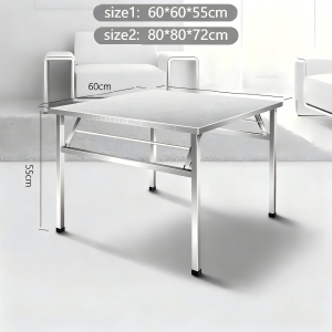 Stainless Steel Folding Table for Home Use Square Dining Table Outdoor Portable Commercial Stall Table