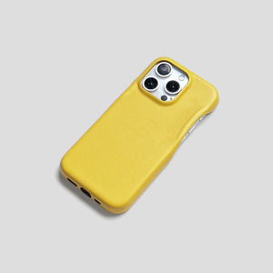 17promx Goose Yellow Smooth Lamb Skin PU Leather iPhone 15 Hard Shell Compatible with 16 Apple 14 Mobile Phone Case Protection