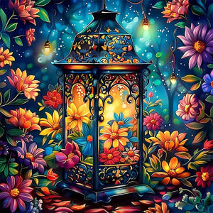 KAYOU | Floral Lantern Digital Oil Painting Paint By Numbers Kit Canvas Hand Drawing Picture Home Wall Decor Art Gift for Friend Family
