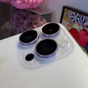 High Definition Tempered Glass Film for Apple 17/16/15promax with Carved Diamond Camera Lens Protection Sticker 13 Lens Ring