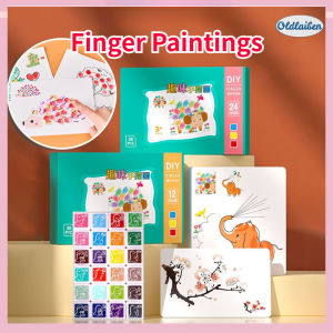Oldlaiben Finger Painting Art Kit Set Diy Art Craft Kids Coloring Book Washable Finger Paint Education Toy 30pcs Card 12/24 Colors