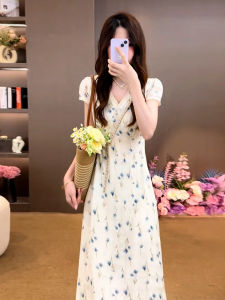 ZHENMANZI | French Style V-Neck Floral Long Dress