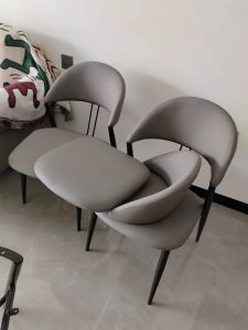 Modern Simple Nordic Dining Chair Backrest Luxury Home Use Seat Adult Soft Leather Fabric Non-Rotatable Easy Assembly