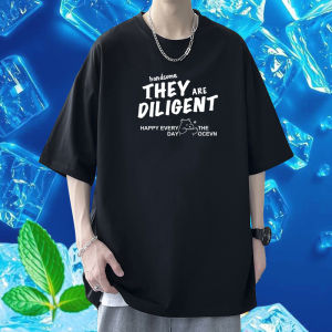 Ice Silk Cotton Mens T-shirt Short Sleeve Loose Fit Summer New Style Fashion Brand Thin Cool Feeling Body Shirt Top