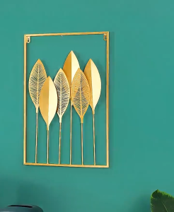 Goldstar Modern Living Room Wall Hanging Decor Frame Home Decoration Metal Circle/Leaf Shaped Lron elegant modern Art Wall Decoration for Sofa Background