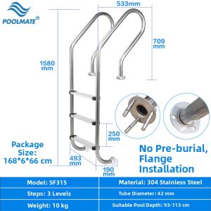 Poolmate | Thickened 304 Stainless Steel Swimming Pool Ladder