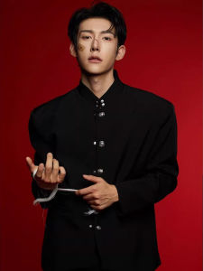 New Chinese Style Stand Collar Mens Suit Jacket Casual Wedding Engagement Wear Zhongshan Tang Costume Polyester Fiber Long Sleeve