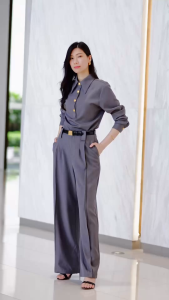 Krista/ รุ่น Brooklyn ชุดเข้าเซท เสื้อ/กางเกง เรียบหรู Old money style ชุดเซทผู้หญิง ทำงาน ออกงาน ผ้ายับยาก คงทน