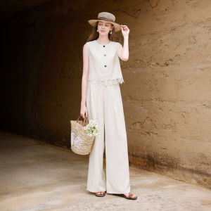 XIANGYING | Office Suitable Linen White Suit Women