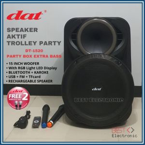 SPEAKER AKTIF TROLLEY 15 INCH DAT DT 1520 DT1520 DT-1520 BLUETOOTH PARTY BOX PROFESSIONAL