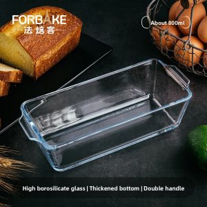 High Borosilicate Glass Long Bar Cake Mold for Baking Noodle Bowls Oven Safe Kitchen Baking Tools Chinese Style Pure Color