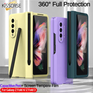 【Pen & Screen Film】 KISSCASE For Samsung Galaxy Z Fold6 Fold5 5G Fold4 Fold3 Case With Pen Included Macaron Candy Color 3-in-1 Case With S Pen Slot Case and Screen Tempered Glass Film Protection Phone Case for Z Fold 6 5 4 3