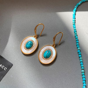 CAFFTI | Unique Green Turquoise Color Earrings For Square Round Face