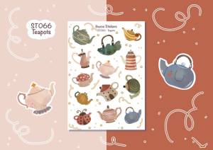 Sticker tự thiết - sticker sheet teapots - hình dán sổ nhật kí bullet journal - unim023